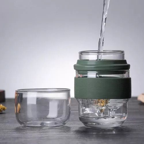 / Juego De Té Portátil De Viaje, Botella Infusora De Vidrio