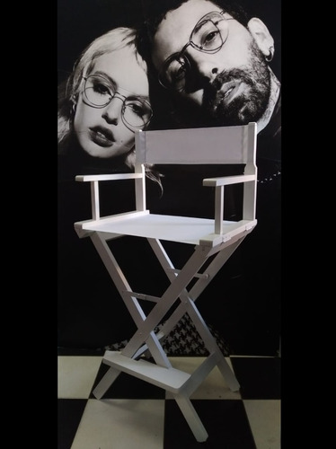 Silla De Director Maquillaje Madera Cine Profesional Makeup Negro Fijo Cuadrada