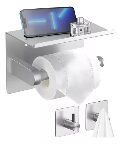 Portarrollos para Papel Higiénico, Portarrollos Baño, Acero Inoxidable  SUS304, Porta Rollos de Papel Higienico con el Teléfono Móvil Estante de  Almacenamiento (Negro)