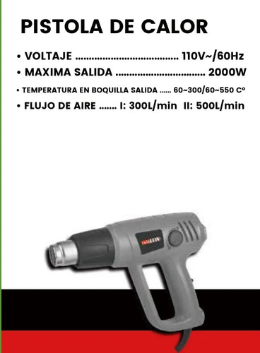 Imagen 7 de 7 de Pistola De Calor Aire Caliente 1500 Wt 2 Temperaturas