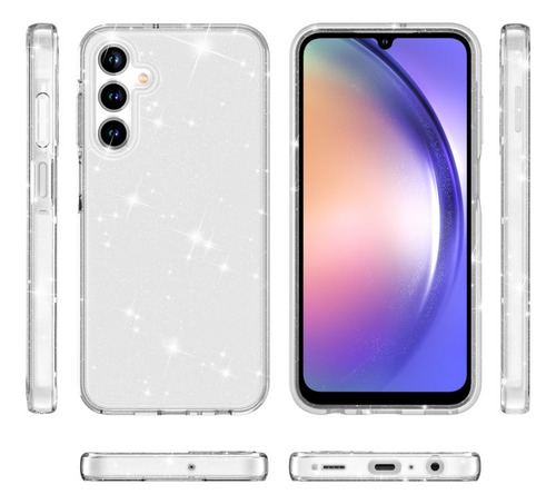 Capa Em Pó Branco Com Glitter Para Samsung Galaxy A15 5g Par