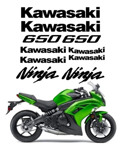 Kit Jogo Faixa Emblema Adesivo Kawasaki Ninja 650 2009 Preto