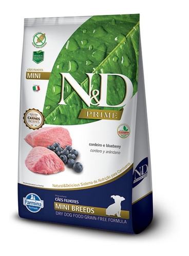 Alimento Natural & Delicious Prime Prime Para Cão Filhote De Raza Mini Sabor Cordeiro Y Mirtilos De 10.1 Kg