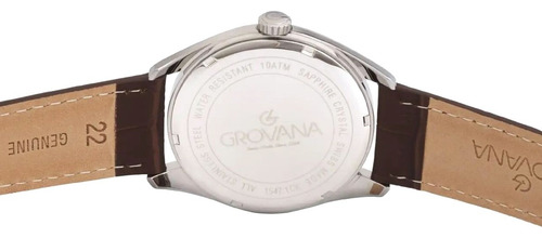Reloj Grovana St. Andrews Gmt 1547.1528 Zafiro Sumergible Marrón Plateado Plateado