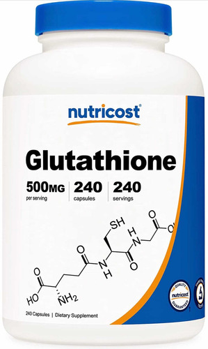 Glutathione 500mg (240 Cápsulas) Nutricost Hecho En E.u. Sabor Sin Sabor