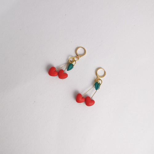 Aretes Cerezas De Corazón