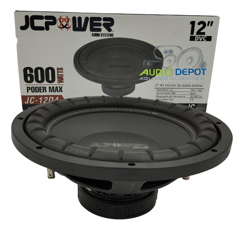 Subwoofer 12 Jc Power Jc-12d4 600 Watts Max Doble Bobina