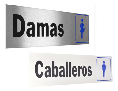 Letrero Aluminio Cartel Baño Damas Y Caballeros Autoadhesivo