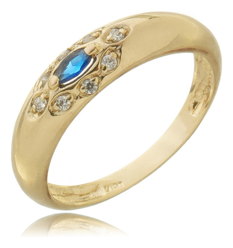 Anel Formatura Ouro 18k Com Pedra Navete E Zircônias