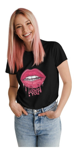 Polera Dama Mujer Boca Sexy Fashion Labios Estampadoalgodon