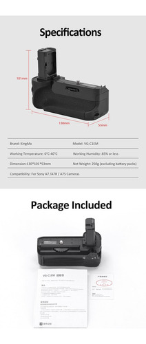 Grip Bateria Np-fw50 Sony Ilce-7 Alpha A7 A7r A7s Vg-c1em