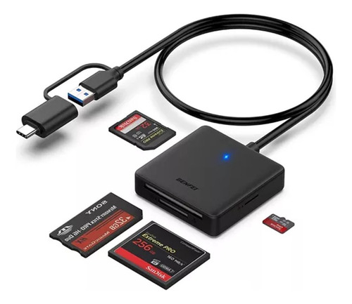 Lector Tarjetas Usb-c/usb 3.0 Adaptador Hub 4 Puertos Tf Sd