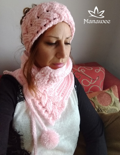 Cuello Y Vincha Manawee Mujer Conjunto Tejido Crochet