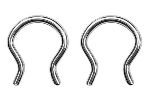 Piercing Septum Pezon 14g Modelo Grapa Plateado 2 Plug Acero