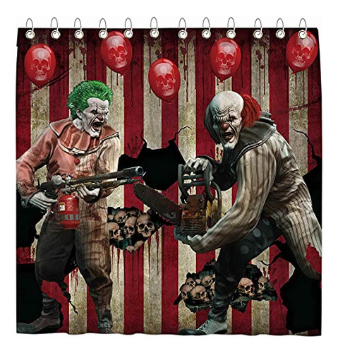 Halloween Eve Clown Shower Curtain Horror Circus Carniv...