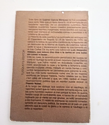 Retrato De Un Náufrago -editorial Tusquets- García Márquez (Usado)