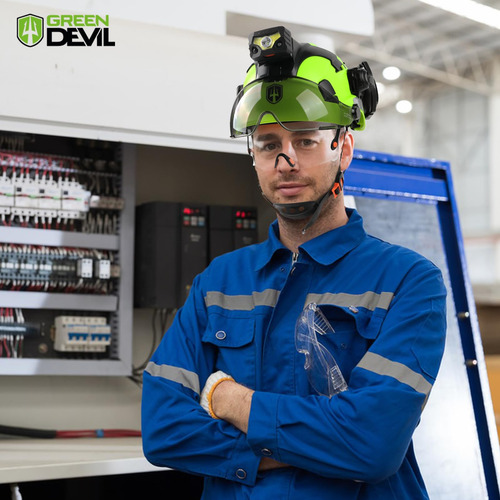 Casco De Seguridad Green Devil Modelo Ansi Z89.1 Recargable Verde