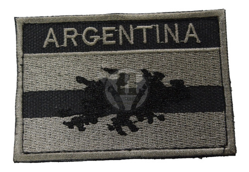 Parche Bordado Bandera Argentina Gris Malvinas C/ Palabra