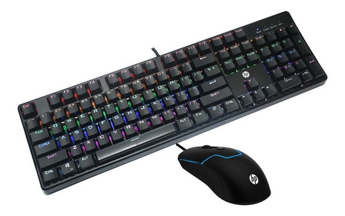 Kit Teclado Mouse Gamer Hp Km300f Retroiluminado Membrana