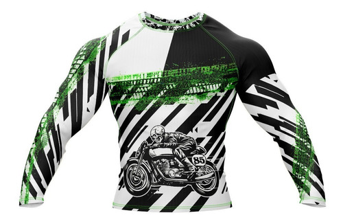 Doxe Jersey Playera Slim Fit Motociclista Llanta Verde Negro