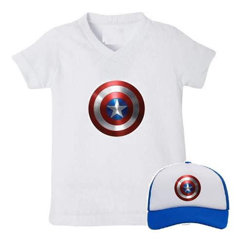 Camiseta + Gorra Capitán América Logo Camisetas Capitán Amér