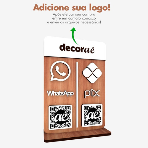 Placa Pix Whatsapp Qr Code Decoração Balcão Parede Loja 