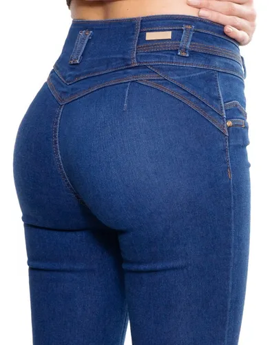 Jeans Levanta Pompa Mezclilla Stretch Mujer Corte Colombiano