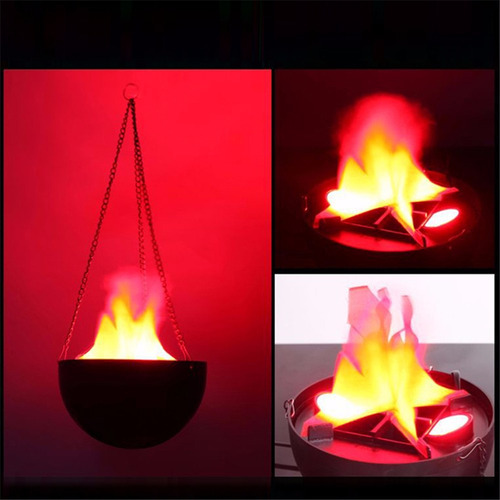Brasero Natural Simulado Con Efecto De Llama De Fuego G Led