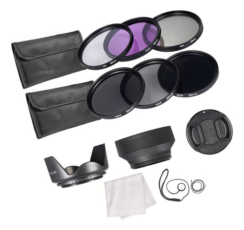 Kit De Filtros De Lente Uv+cpl+fld+nd(nd2) De 58mm