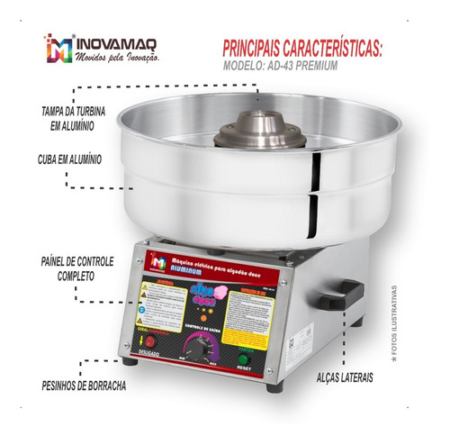 Imagem 5 de 8 de Máquina De Algodão Doce Ad-43 Aluminum Profissional Inovamaq