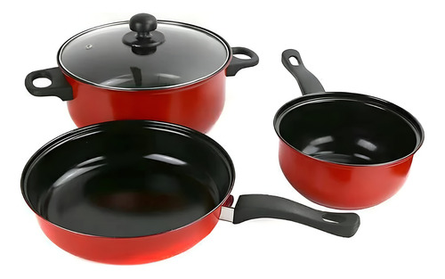 Batería De Cocina De Olla Y Sartenes, 4 Piezas, Práctica