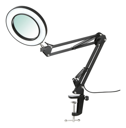Lámpara De Mesa Flexible Con Pinza Tomshine Con Lupa 8x