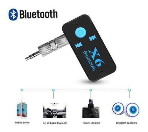 Imagen 3 de 4 de Adaptador Bluetooth X6 Con Plug Jack 3.5mm Para Carro