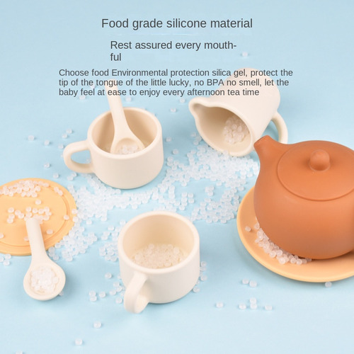 Mini Simulación Tetera Taza Té Silicona Niños Juguetes Set