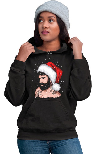 Sudadera Unisex Navideña De Snata Hipster Con Tatuajes