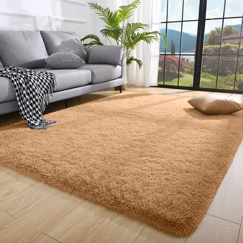 Tapete Sala Quarto 2,00x1,50 Shaggy Luxuoso Peludo Fofinho Bege Casa Laura Enxovais