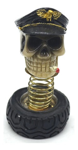 Imagen 1 de 2 de Figura De Calavera Bate Cabeza Negra Adorno Carro Skpalace