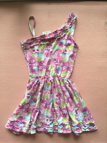 Vestido Con Estampas De Caramelos En Violeta Y Lima