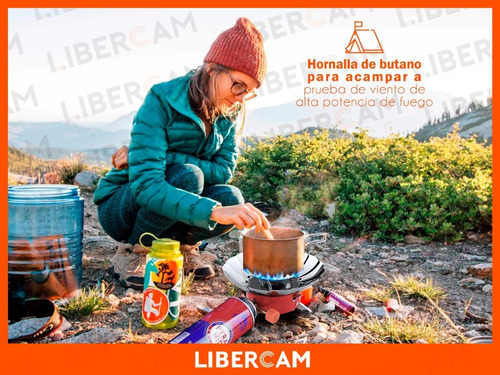 Anafe Cocina Camping Libercam ADC-700 Pesca Excursion Portatil Plegable Gas Butano + Funda de Viaje