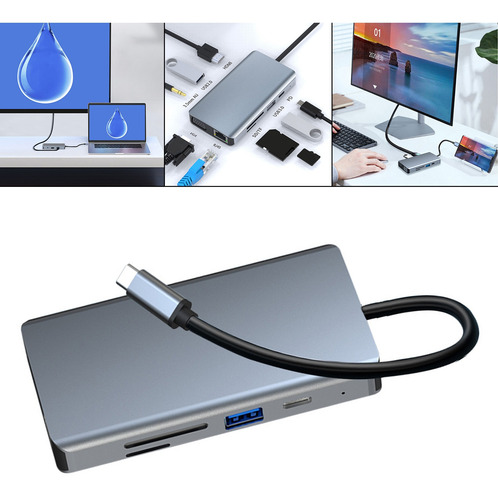 Imagem 7 de 12 de Hub Usb C Multiporta Tipo C Portátil Para Hdmi 9 Em 1 Usb