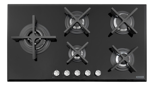 Fogão cooktop gás Tramontina Design Collection Penta Glass Flat 5GG 90 Safestop black 127V/220V