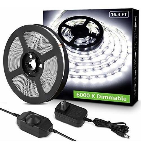 Tira Luces Led Adhesiva Flexible Blanco Frio Con Regulador