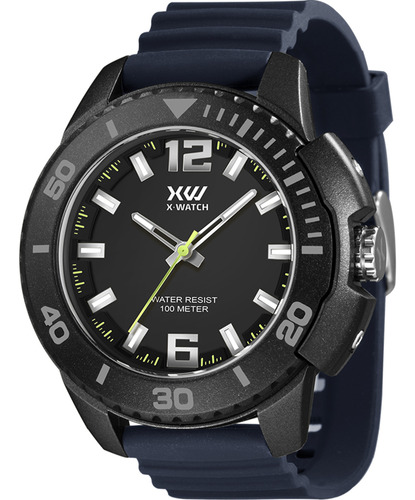 Relógio De Pulso X-watch Xmpp0034-p2dx Com Corpo Preto, Para Masculino, Fundo  Preto Cor Preto, Bisel Cor Preto