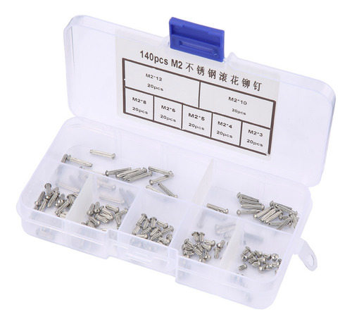 Remache, 140 Piezas, Vástago Moleteado De Acero Inoxidable M