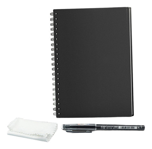 Cuaderno Reutilizable Elegante Negro Con La Oficina Del