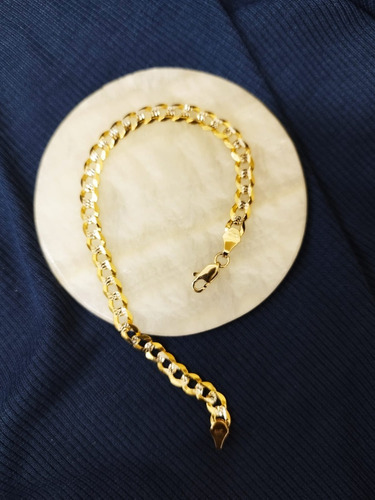 Pulso Barbado Diamantado 6mm X 21.5 Cm Oro Sólido 10k Diámetro 7 Cm