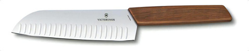 Cuchillo Santoku Swiss Modern De Madera. 17cm. Victorinox Color Marrón