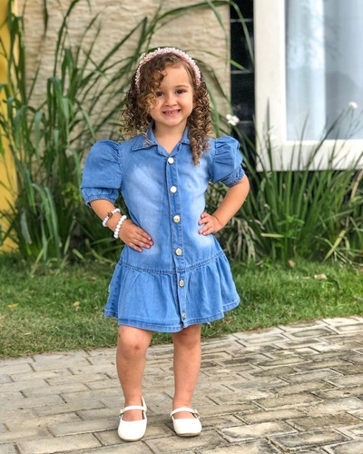 Imagem 8 de 10 de Vestido Mini Diva Infantil Jeans Blogueirinha Costas Coração