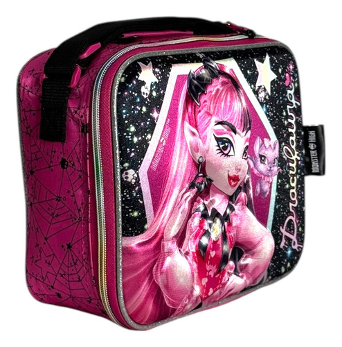 Kit Mochila Monster High Lonchera Lapicera Original Primaria Rosa Rosa