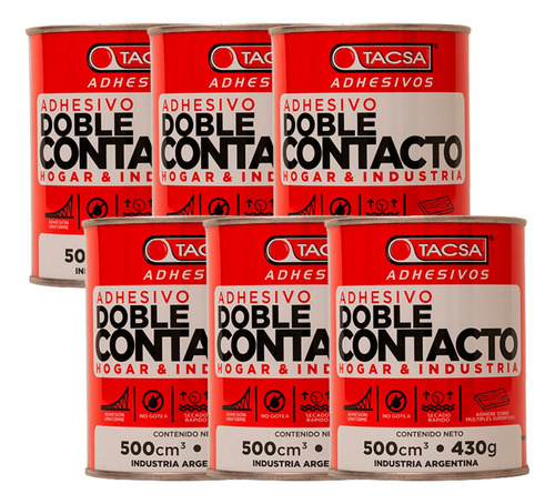 Cemento De Contacto 500 Cm3 Tacsa Adhesivo Pack X24 Und.